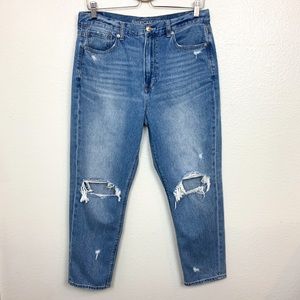 American Eagle Distressed High Rise Mom Jean 12 St